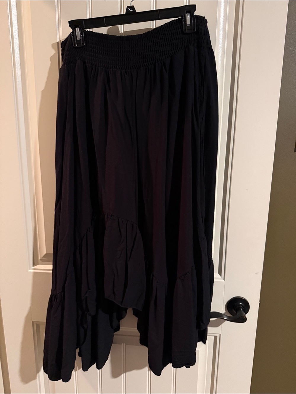 BloomChic Black High-Low Handkerchief Hem Maxi Skirt Elastic Waistband